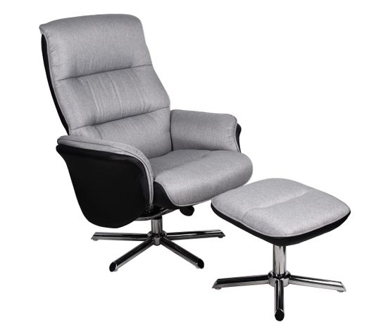 Fauteuil relax et repose pieds CLIFTON tissu gris 180 Angers (49)