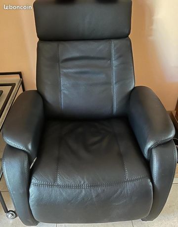 Fauteuil Relaxant Cuir Noir (inclinable) 199 Draguignan (83)
