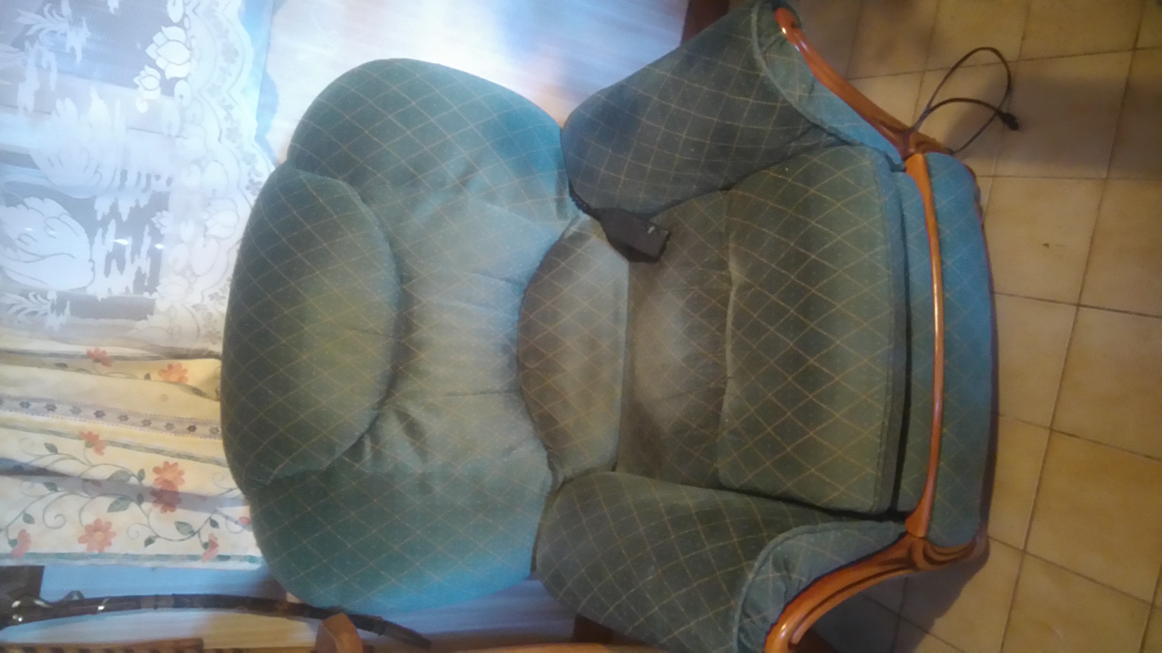 Fauteuil relaxe vintage en tissu vert 0 Pl�h�del (22)