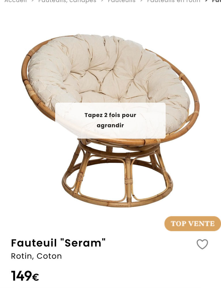 Fauteuil en ROTIN 70 Saint-Cyr-sur-Loire (37)