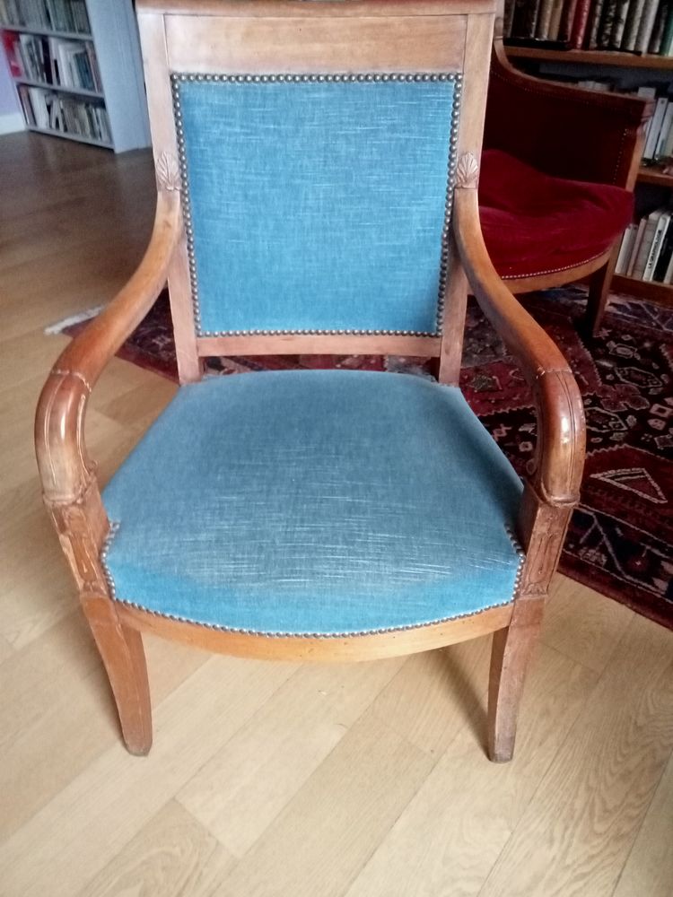 fauteuil de style bois et tissus bleu 120 Paimpol (22)