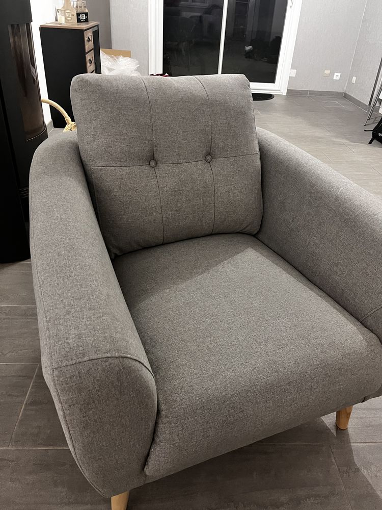 Fauteuil, tissu gris, neuf 170 Plo�rmel (56)
