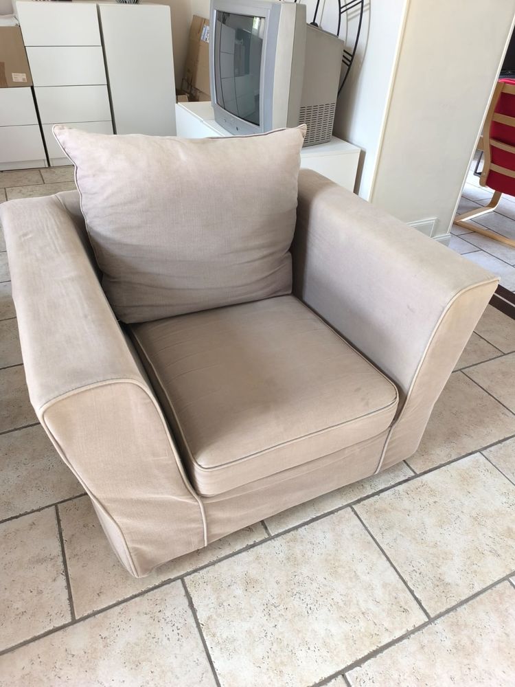 Fauteuil tissu gris taupe 15 Quin�ay (86)