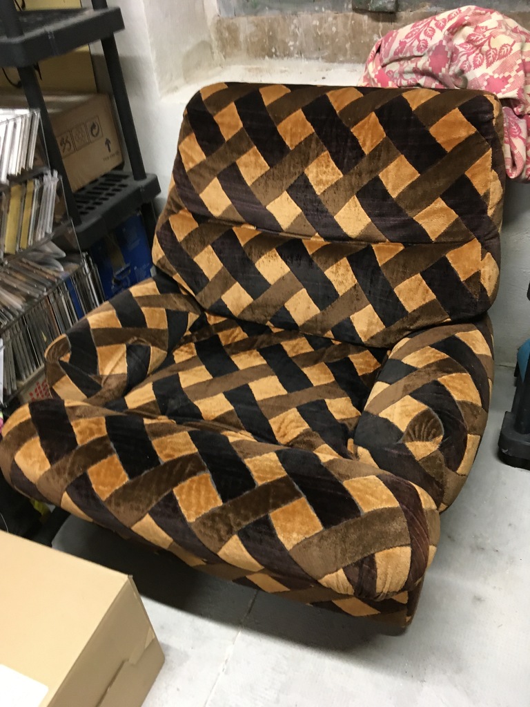 Fauteuil tissu motif g�om�trique marron 80 Velaux (13)