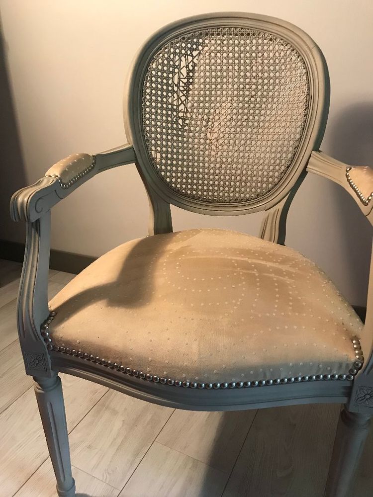 fauteuil voltaire et chaise tissu et paille 40 Saint-Nicolas (62)