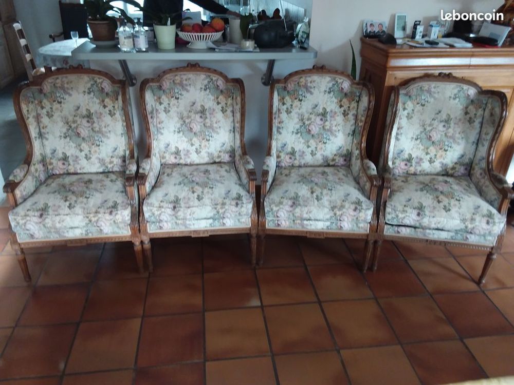 4 Fauteuils Berg�re Louis XVI 950 Saint-Sauveur (80)