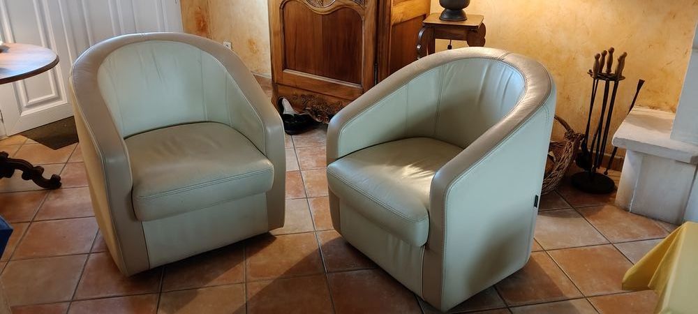 2 Fauteuils cuir beige 160 Bretignolles-sur-Mer (85)