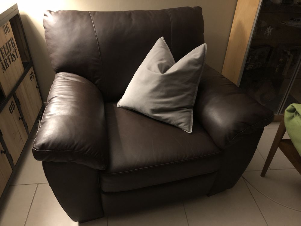 2 fauteuils en cuir marron 170 Freistroff (57)