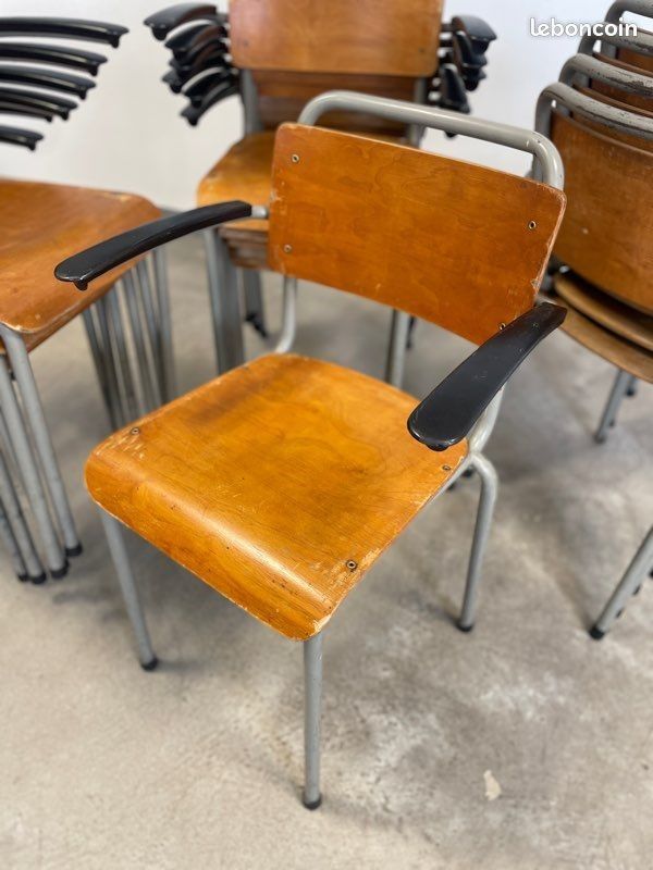 Fauteuils indus bois Gispen 206, LIVRAISON POSSIBLE 120 Lorient (56)