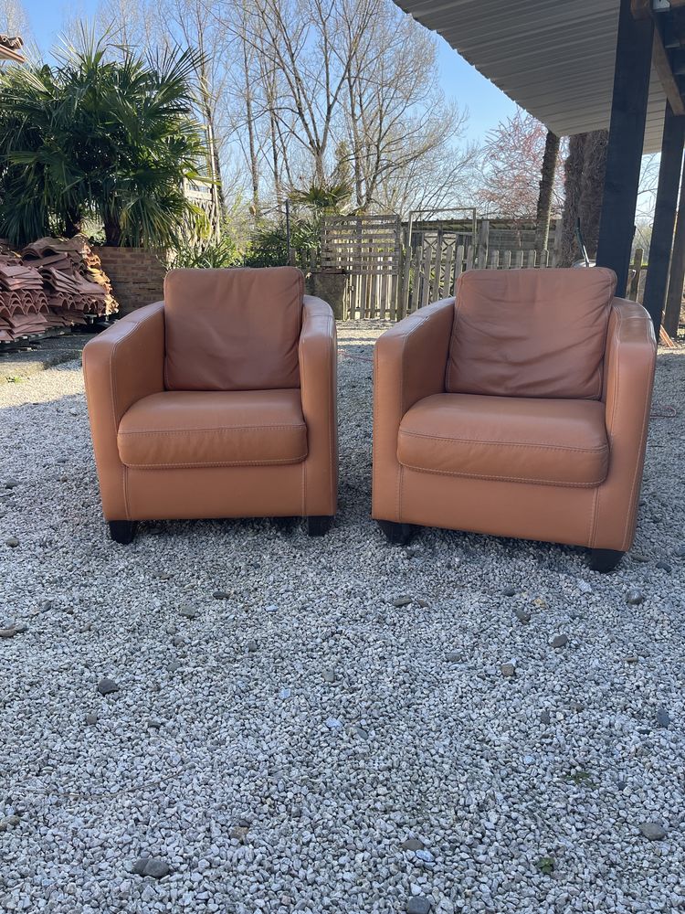 2 fauteuils orange 120 Geaune (40)