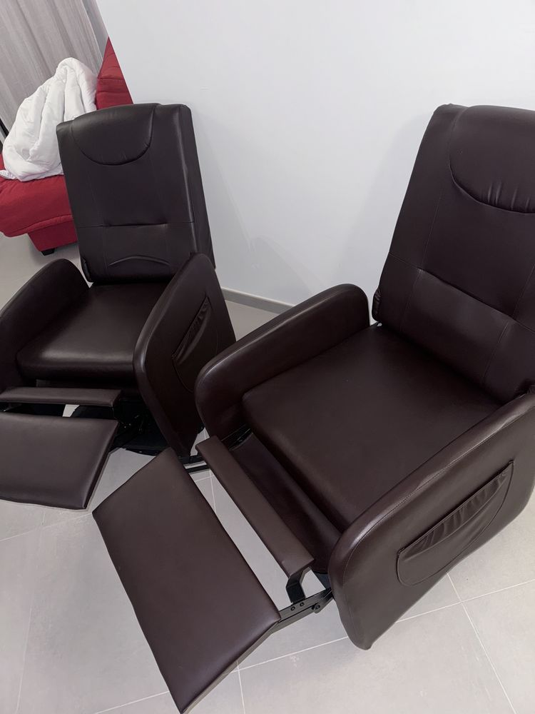 Lot de 2 Fauteuils Relax en Similicuir Marron 180 Haguenau (67)