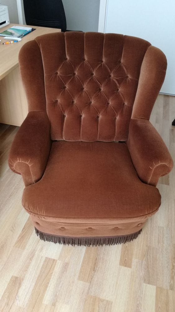 FAUTEUILS SALON VELOURS MARRON 120 Dijon (21)