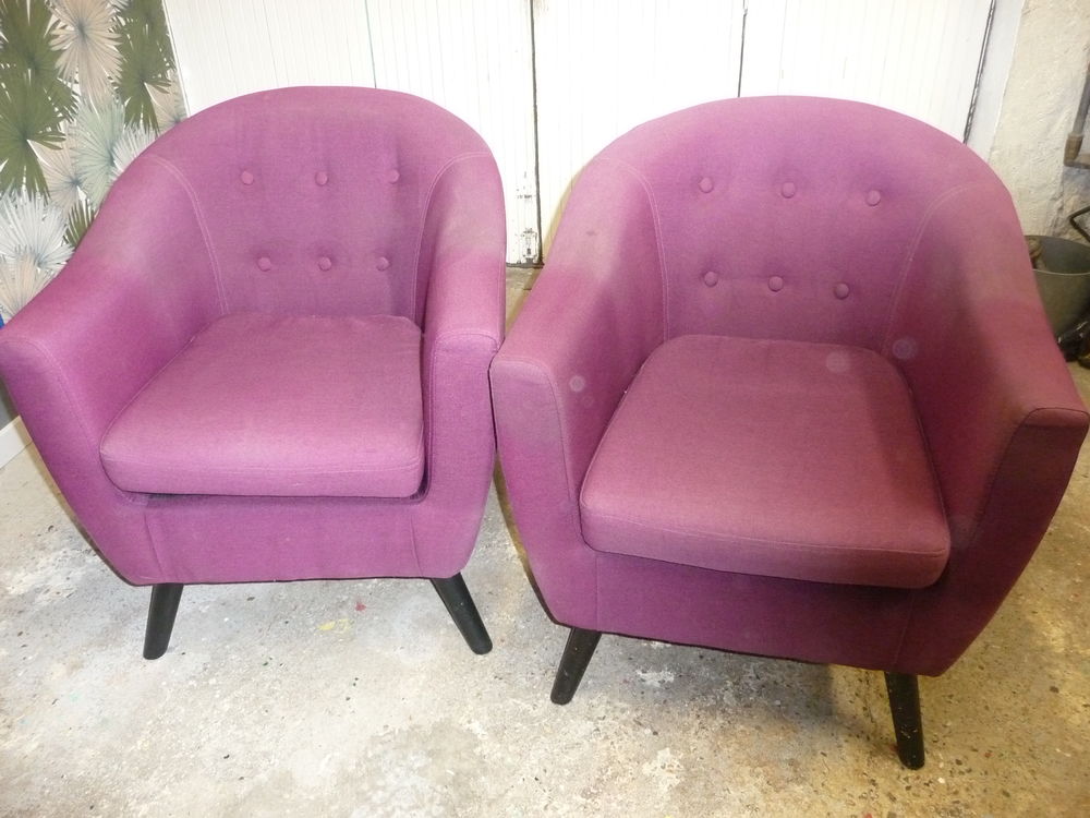  2 FAUTEUILS TISSUS AUBERGINE 0 Louvigny (14)