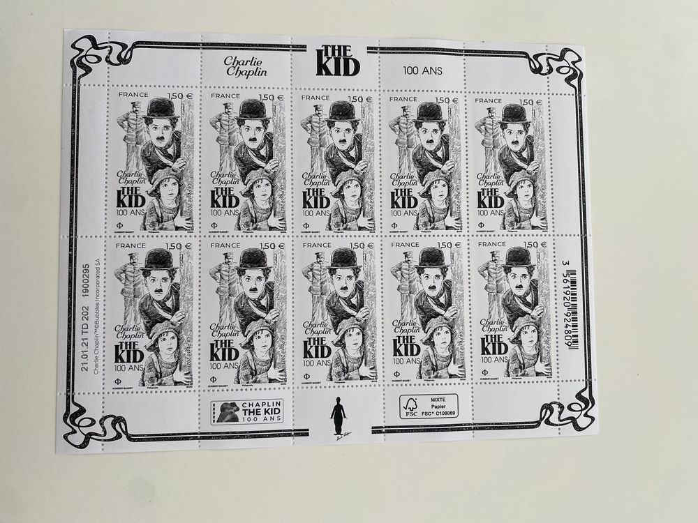 Feuillet de France  F15 neuf** de 2021 Charlie Chaplin 23 Saint-Gilles (30)