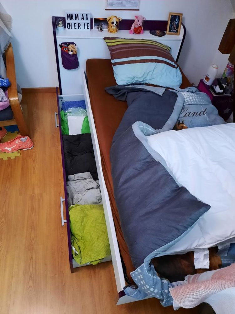 Lit fille avec tiroir 190x90 cm 150 Hinges (62)