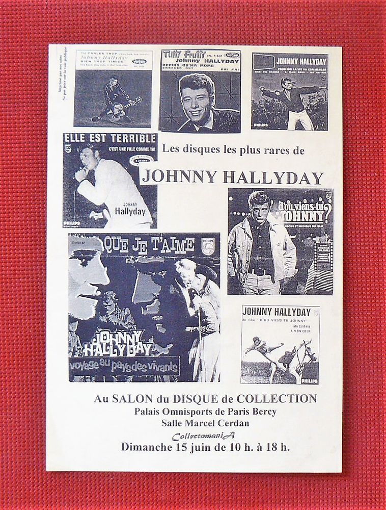 Flyer Johnny HALLYDAY pour le salon du disque de collection 3 Argenteuil (95)