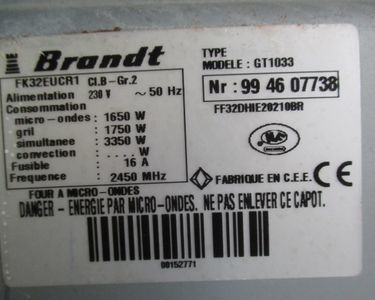 FOUR DE CUISINE 75 Walincourt-Selvigny (59)