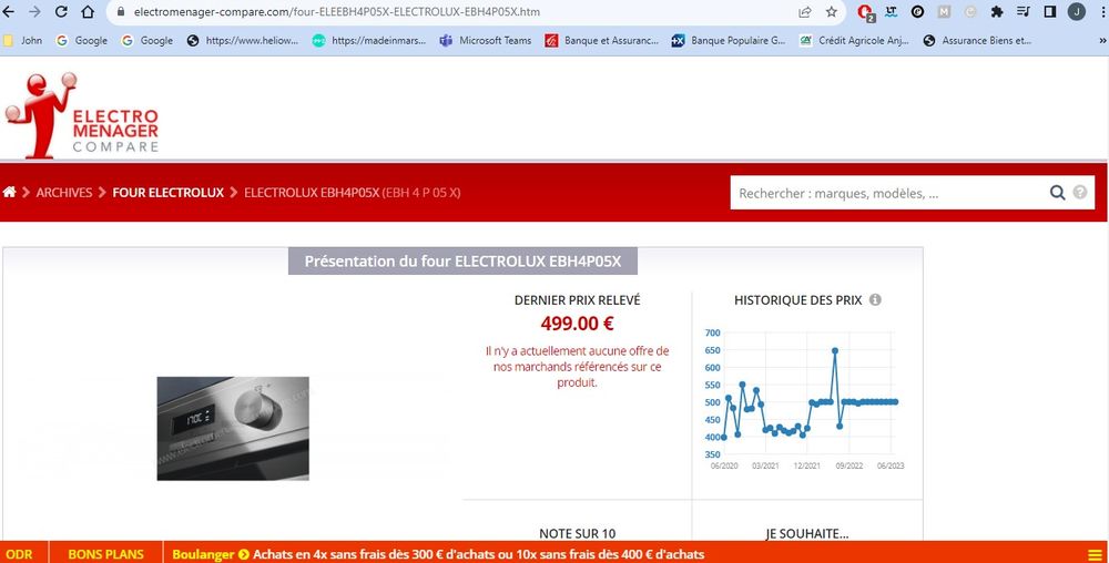 FOUR Electrolux EBH4P05X 400 Beaufort-en-Vall�e (49)