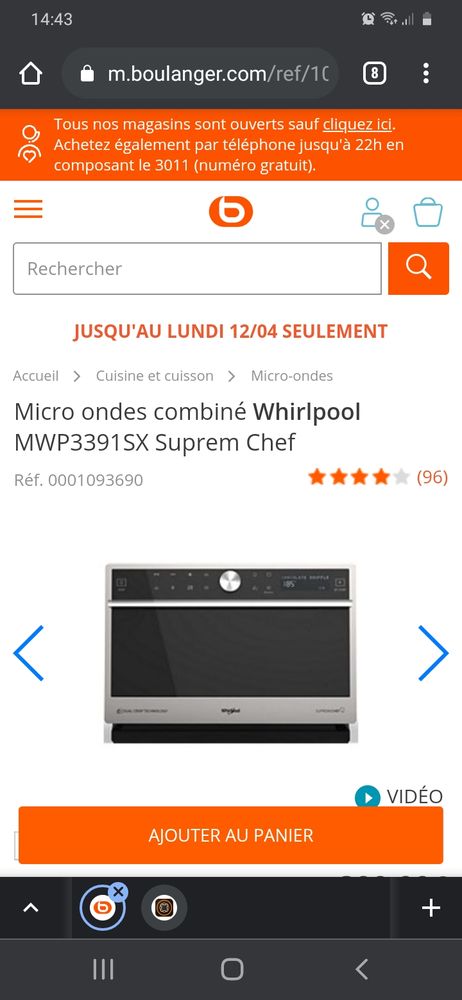Four WHIRLPOOL MWP3391SX, neuf 399€ u 300€, à débattre 300 Cormeilles-en-Parisis (95)