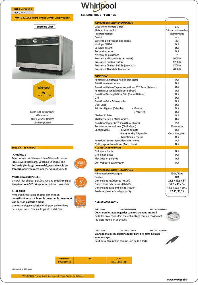 FOUR WHIRPOOL DOUBLE FONCTION TRADITIONNEL ET MICRO-ONDES 100 Nice (06)