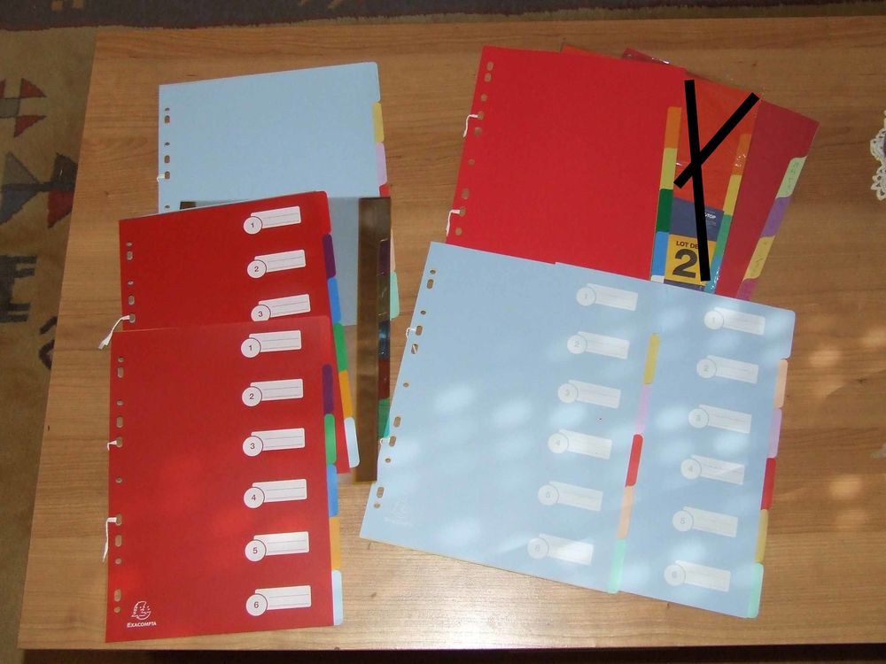 Fournitures scolaires, INTERCALAIRES pour classeurs, TBE 9 Bagnolet (93)