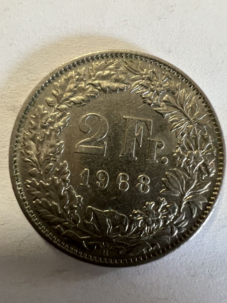 2 Francs Suisse Helvetia 1968 5 Pierrelaye (95)