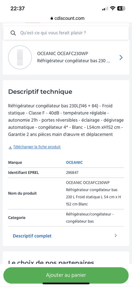 frigidaire/cong�lateur combin� 120 Marseillan (34)