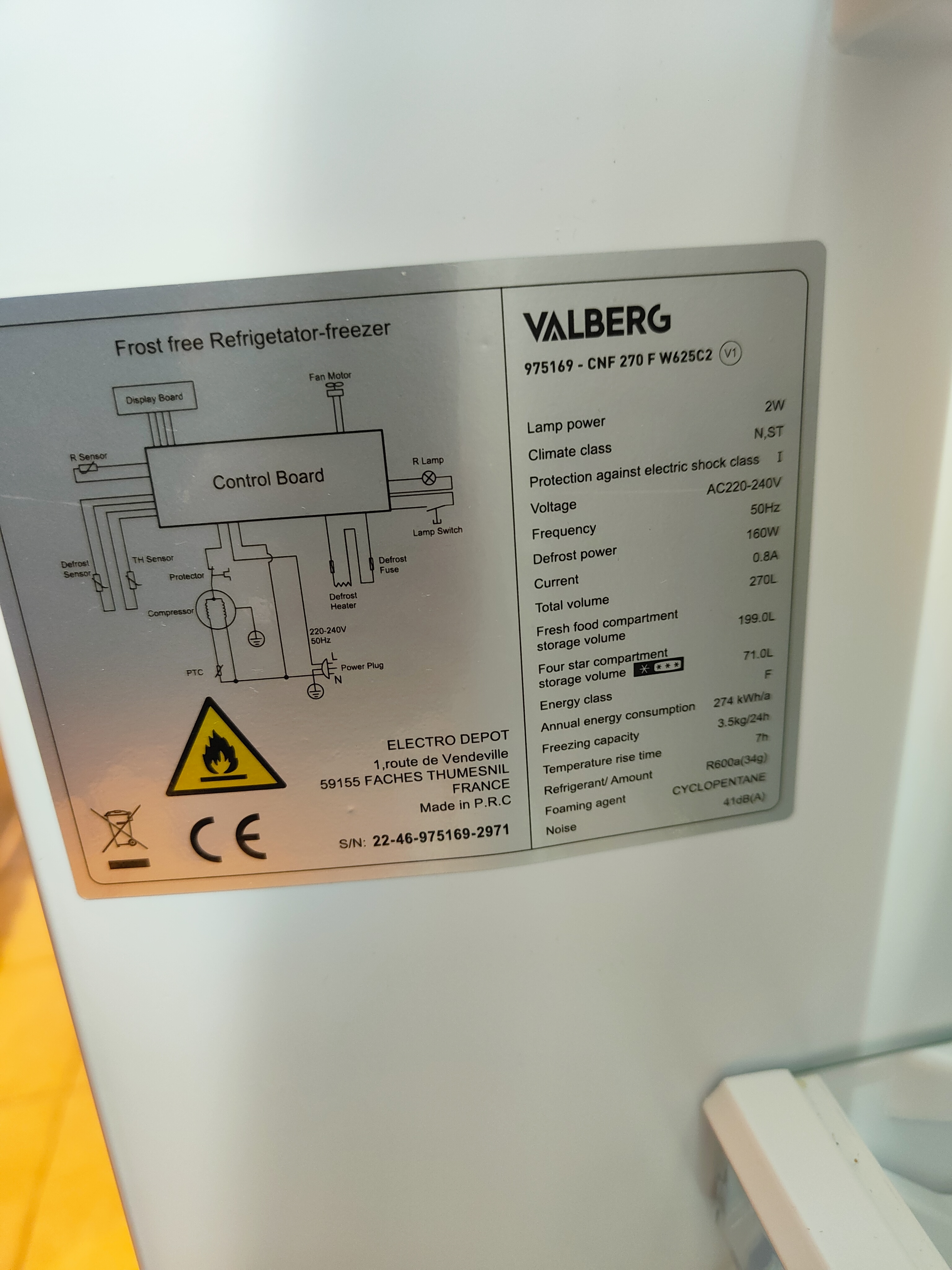 Frigo combin� cong�lateur 190 Montaigu (02)