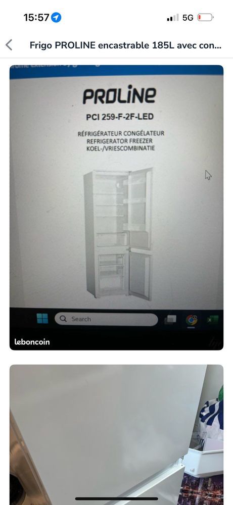 Frigo PROLINE encastrable 185L avec congelo de 65L 190 Paris 19 (75)