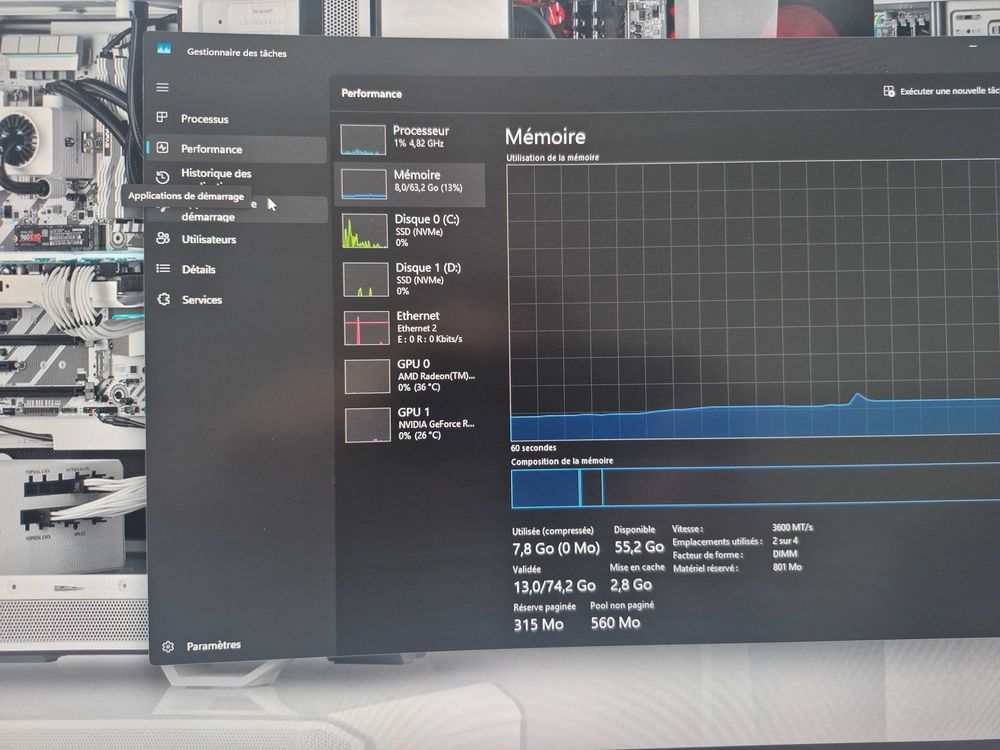 PC Gamer + �cran 34  Haut de Gamme RTX 4080 SUPER / Ryzen 9 7900X / 64 Go DDR5 / 4 To NVMe 2200 Chaufour-l�s-Bonni�res (78)