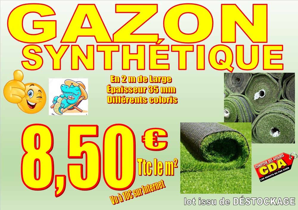 GAZON SYNTHETIQUE au m� Couleur VERT ou autres - am�nagement Int�rieur / ext�rieur Jardin 8.5 Saint-Porquier (82)