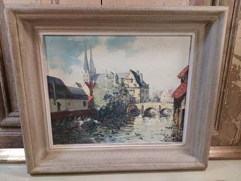 GENA PECHAUBES Tableau Paysage HST Chartres 130 Loches (37)