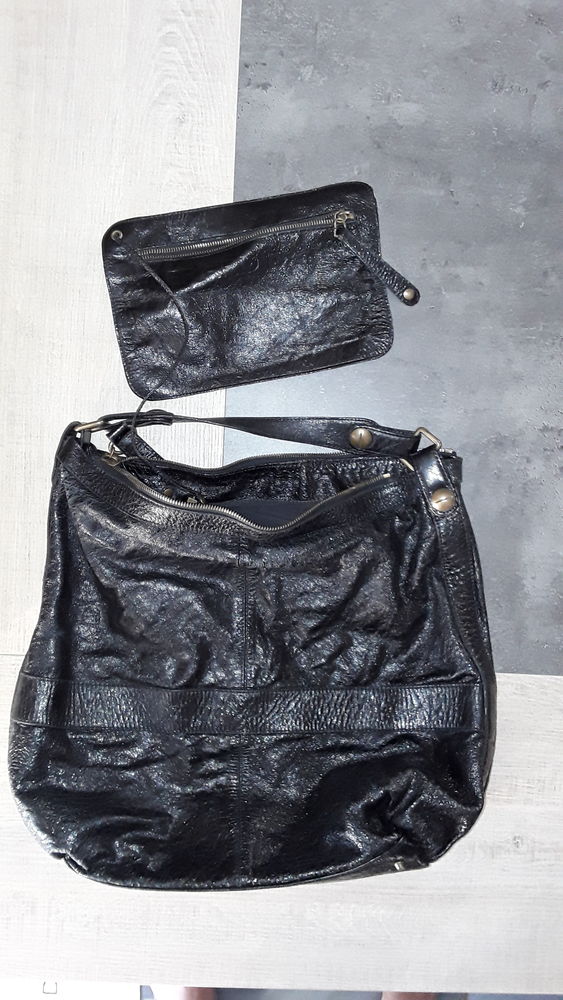Sac GERARD DAREL noir cuir craquel� modele midday midnight 250 Luemschwiller (68)