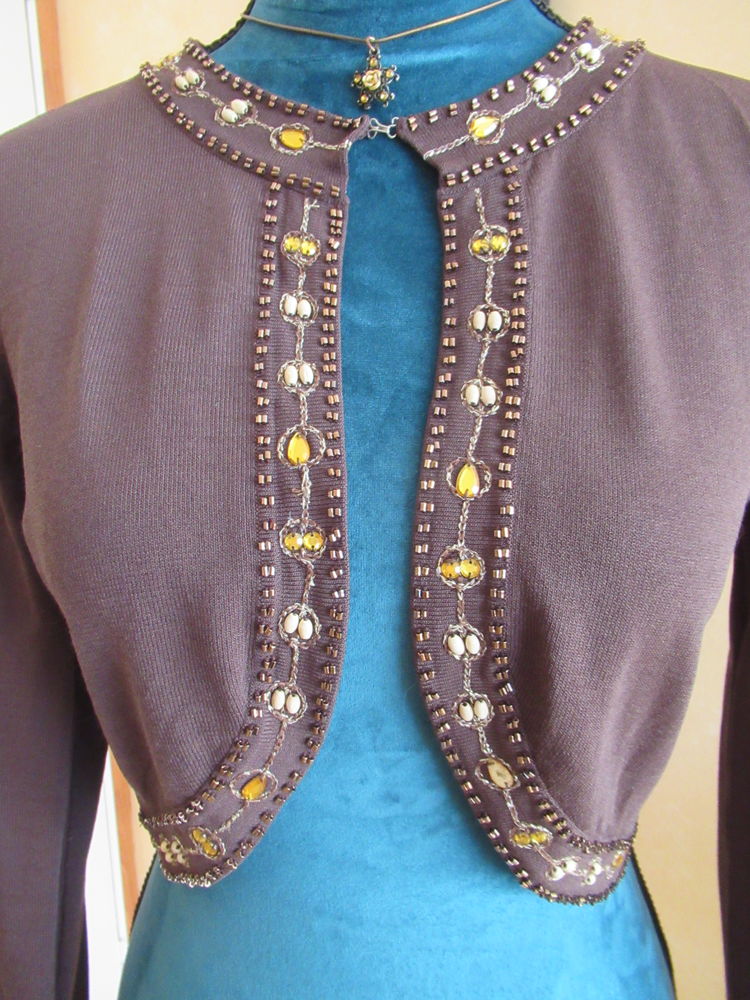 Gilet / Bolero marron + perles en bordure - Taille 38 10 Livry-Gargan (93)