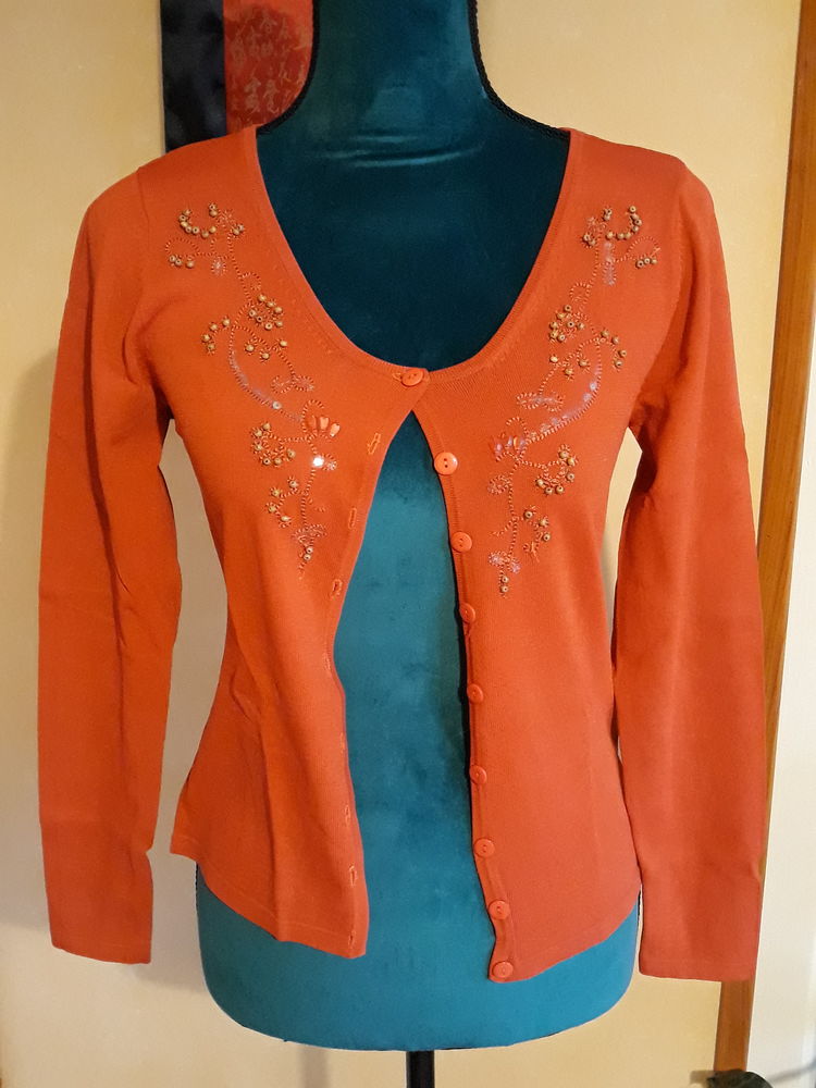 Gilet orange avec perles - Taille S 4 Livry-Gargan (93)