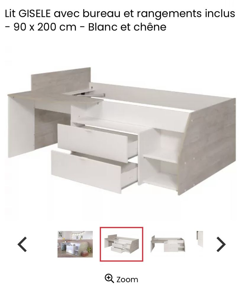 Lit gis�le avec bureau et rangement inclus 90x200cm 80 Marseille 6 (13)