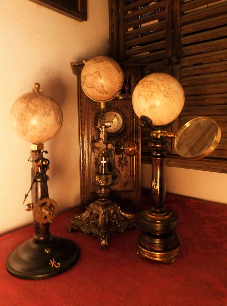Globes de Curiosit�s  METALIUM EARTHS OF SCIENCES  Steampunk 130 Mont-de-Marsan (40)