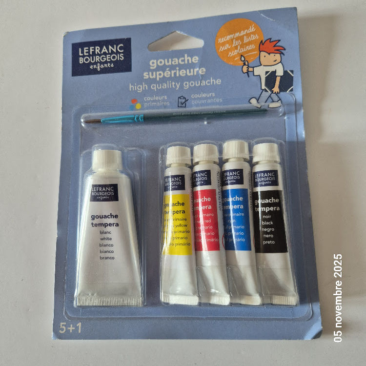 Gouache en tube Lefranc Bourgeois, set de 5 tubes assortis 5 Saumur (49)