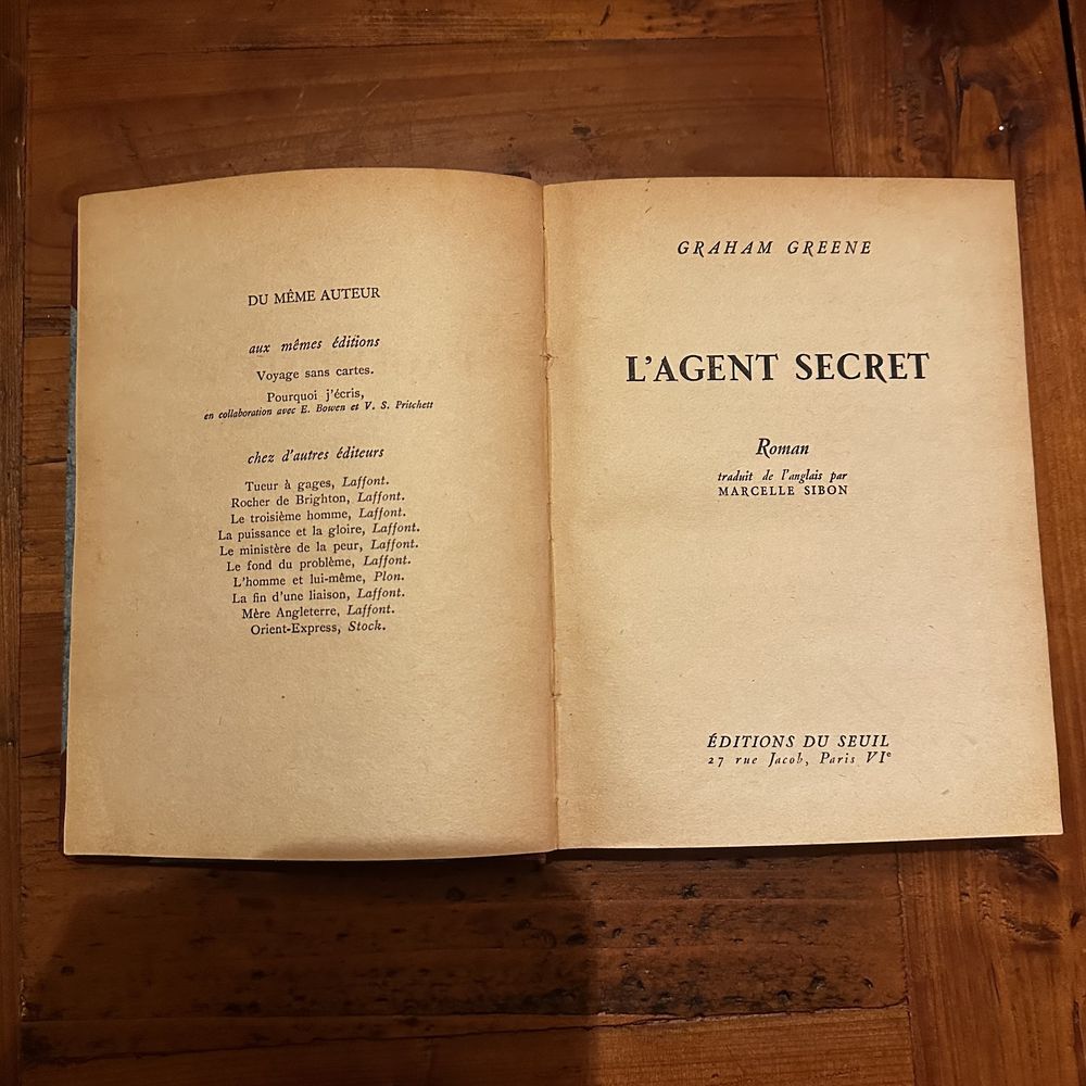 Graham Greene - L'Agent Secret - 1948 90 V�lizy-Villacoublay (78)