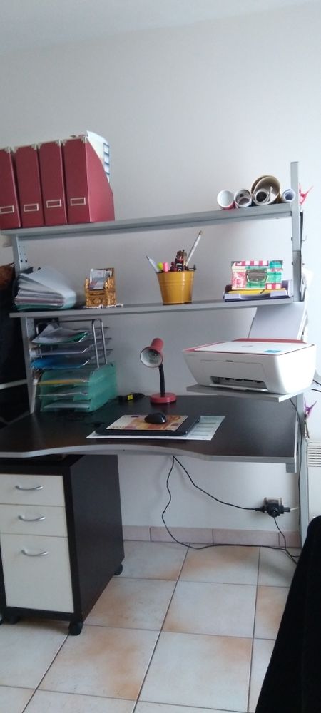 Grand bureau    surmeuble    �tag�re imprimante, meuble roulette 70 Dijon (21)