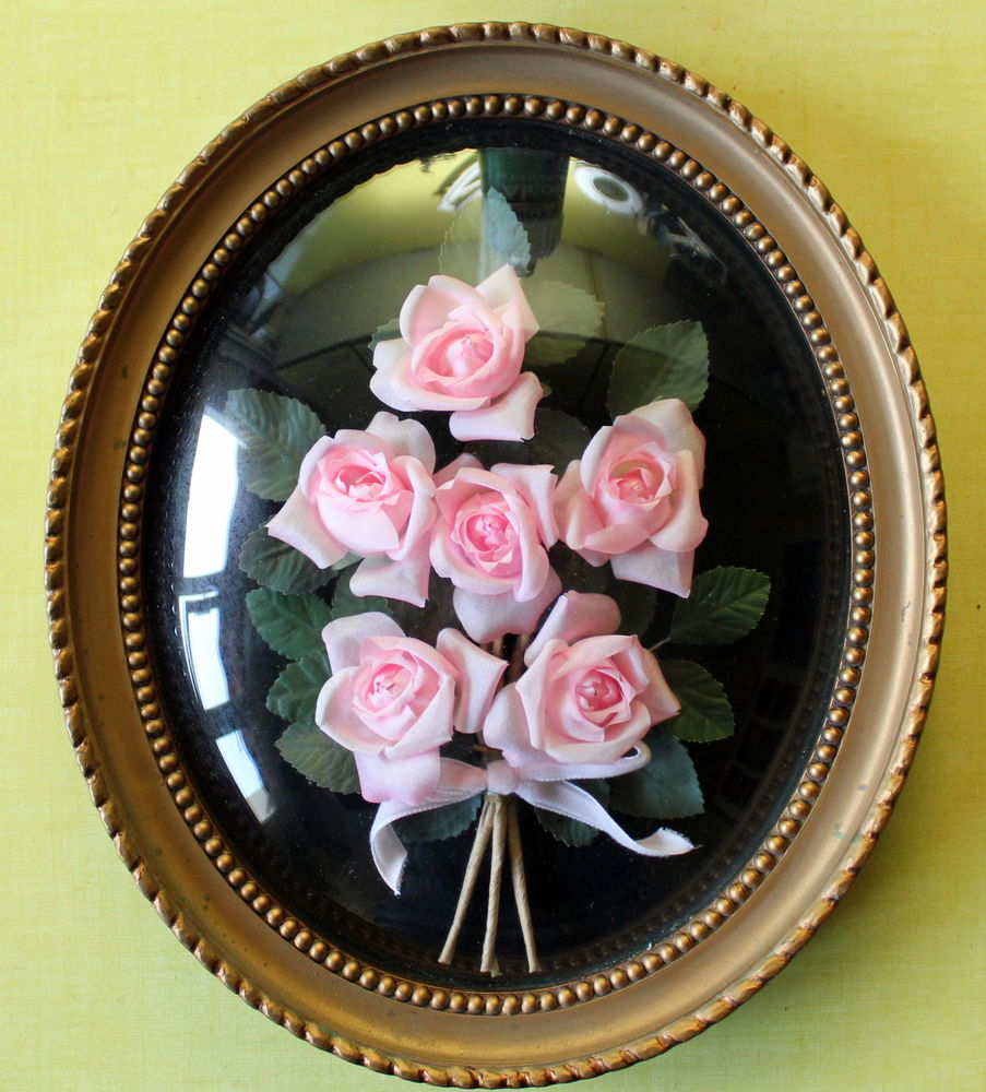 Grand cadre verre bomb� roses artificielles 25 Issy-les-Moulineaux (92)