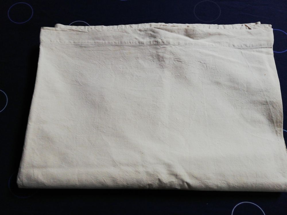 GRAND drap ancien du dessus/toile m�tis �cru/285 x 202cm 18 �cuisses (71)