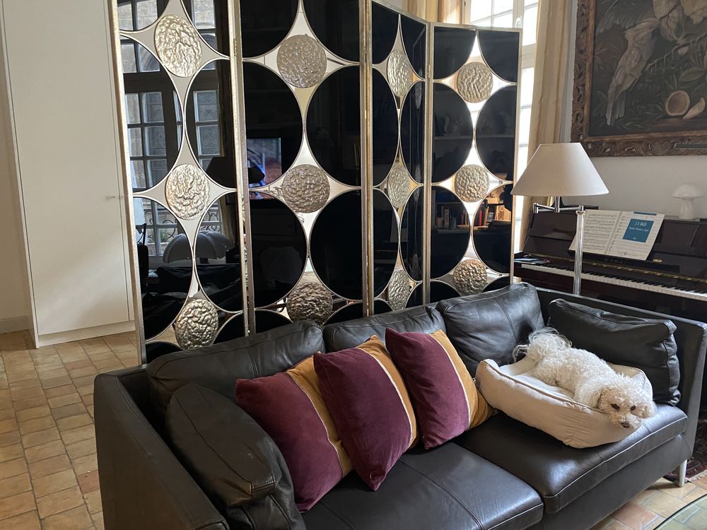 Grand Paravent m�tal bronze et verre 1800 Paris 3 (75)