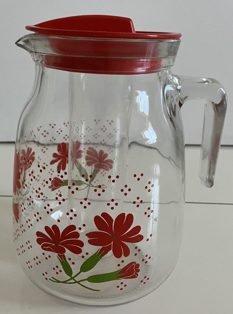 Grand pichet ancien (~1970),  CERVE , en verre + couvercle e 20 Marseille 10 (13)