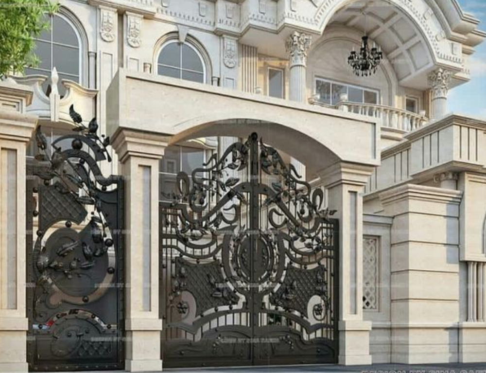 Grand portail en fer forg� 555 Autouillet (78)