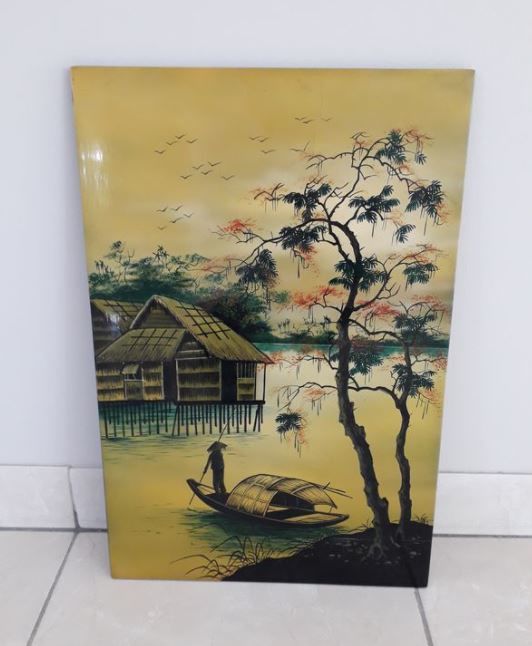 Grand tableau asiatique en bois laqu� 70 Saint-Witz (95)