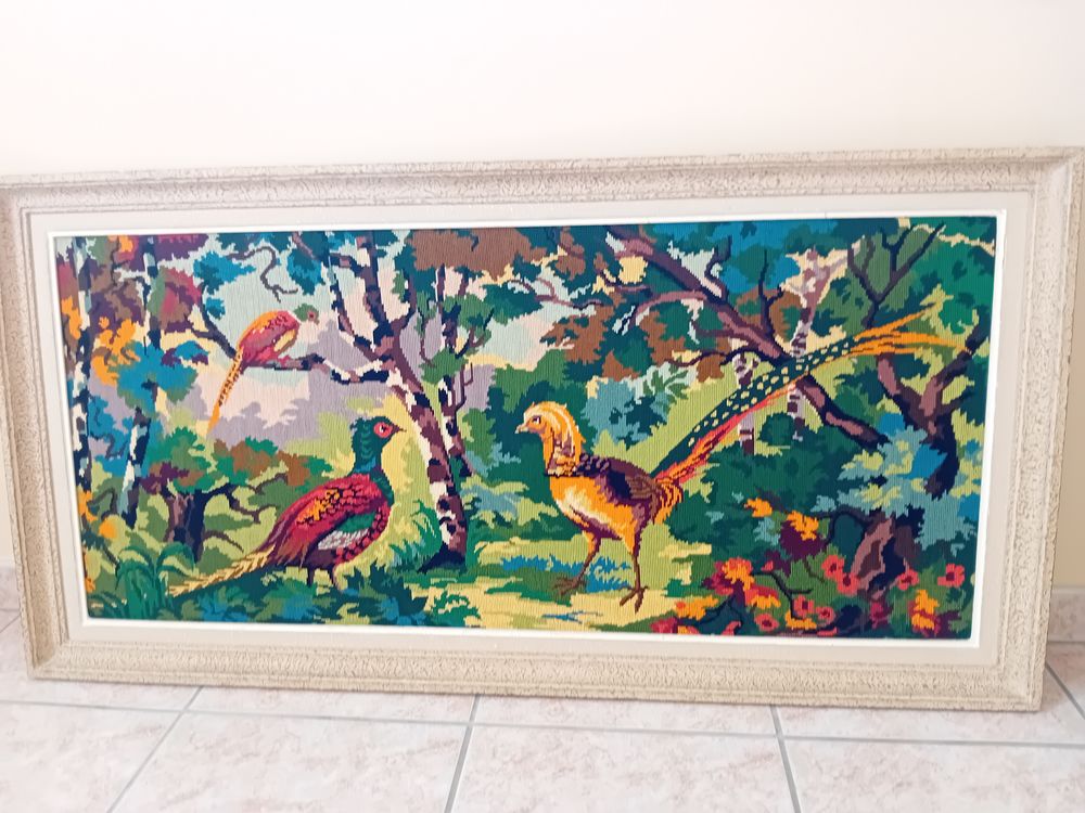 Grand tableau en canevas  les faisans  30 Pollestres (66)