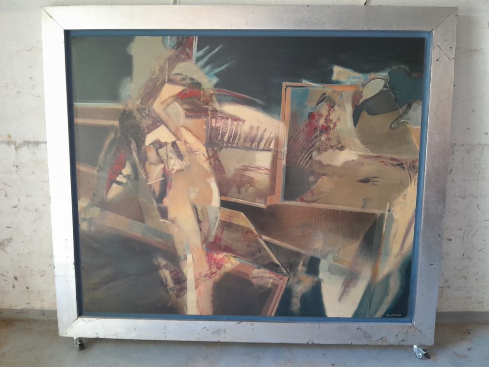 GRAND TABLEAU HUILE SUR papier CONTRECOLLE 350 La Courneuve (93)