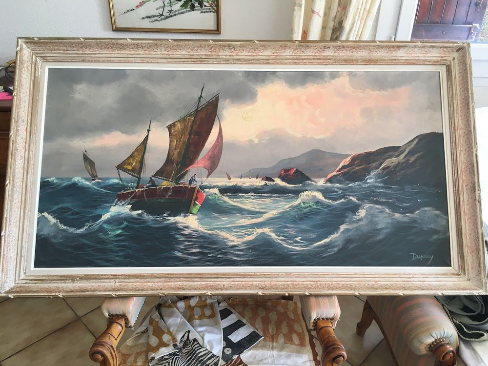 Grand tableau PAYSAGE MARIN sign� DUPREY 140 Estagel (66)