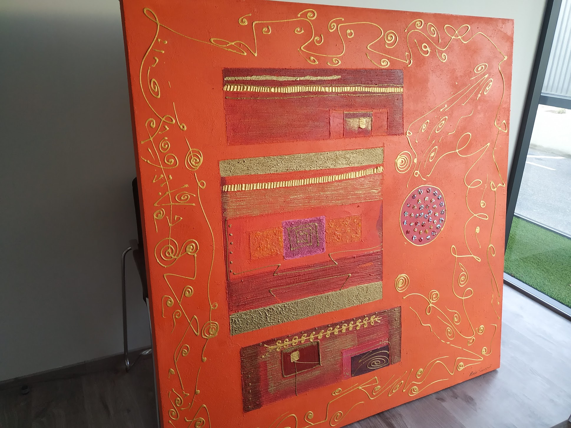 Grand tableau signature peintre DE 1.50X1.50....FAIRE OFFRE 80 Villeneuve-la-Rivi�re (66)